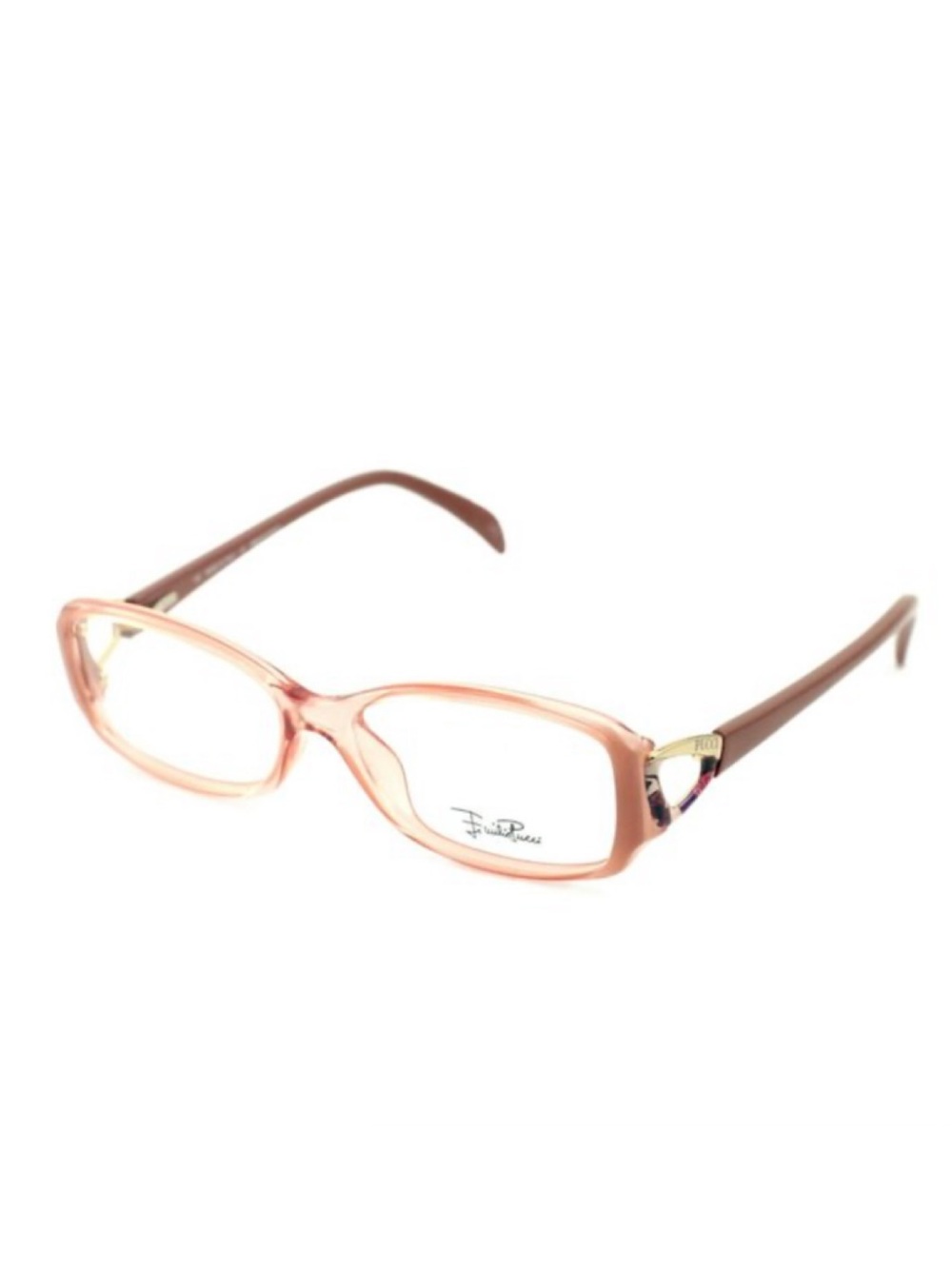 Emilio Pucci Rectangle Women Pink Acetate Eye Glasses Printed Side Logo Frame